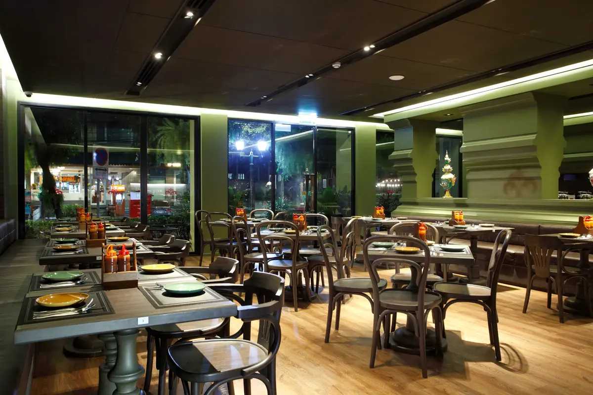 Wide view of the Srida Cuisine dining room