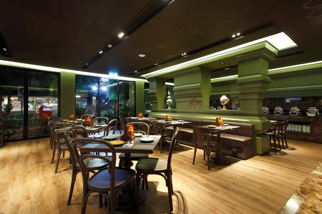 Srida Cuisine dining room with warm lighting